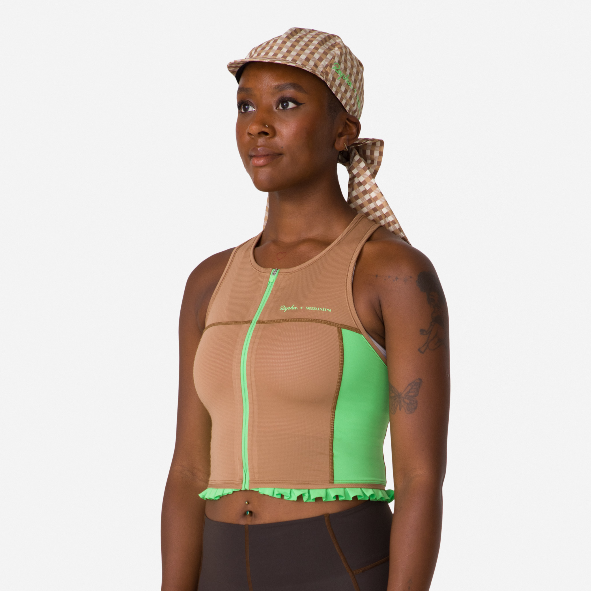 1193-Rapha-Shrimps-Cropped-Zip-Tank-Woodsmoke-Summer-Green-4.jpg Rapha + Shrimps Cropped Zip Tank Woodsmoke/Summer Green
