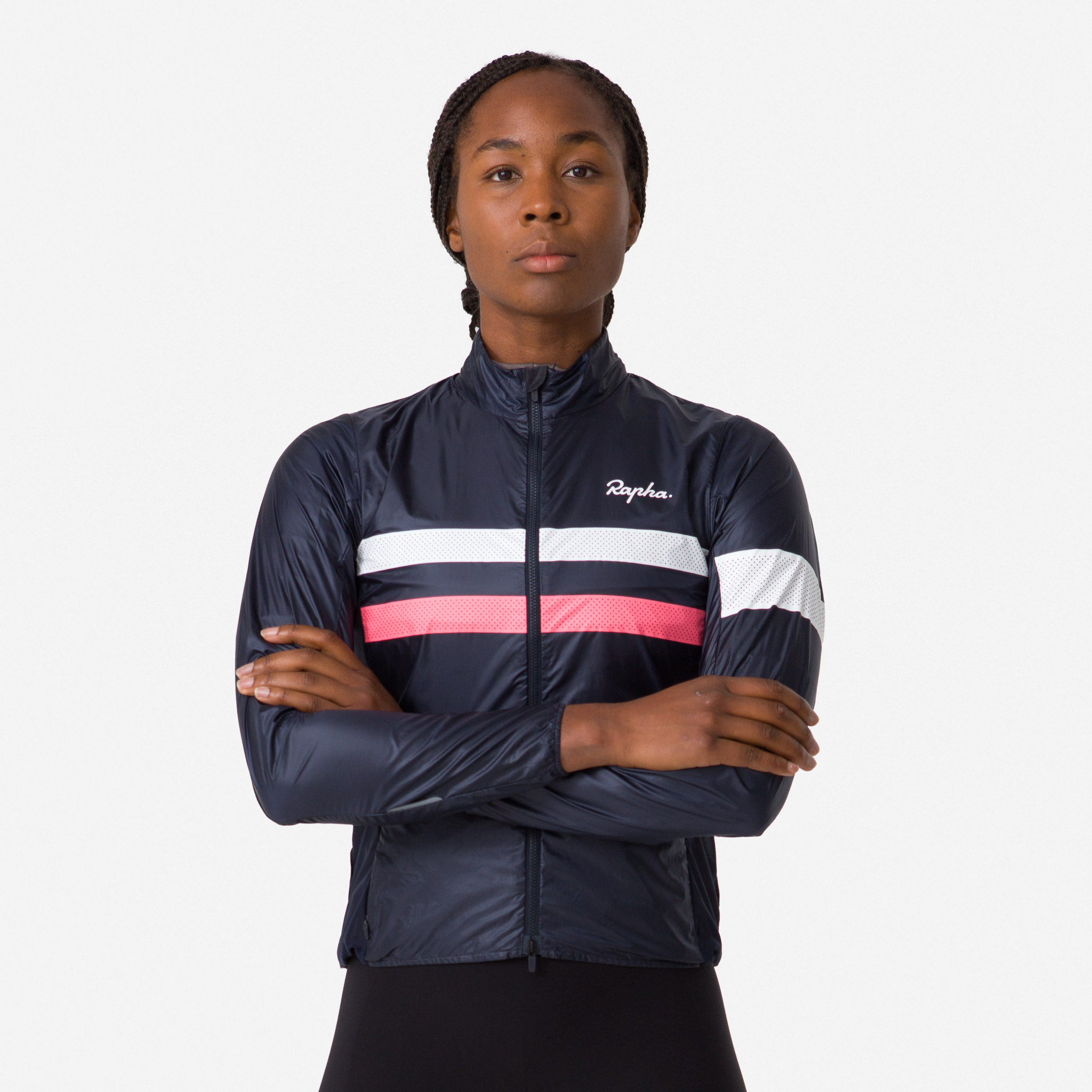 Women's Brevet Wind Jacket Dark Navy/High-Vis Pink/White