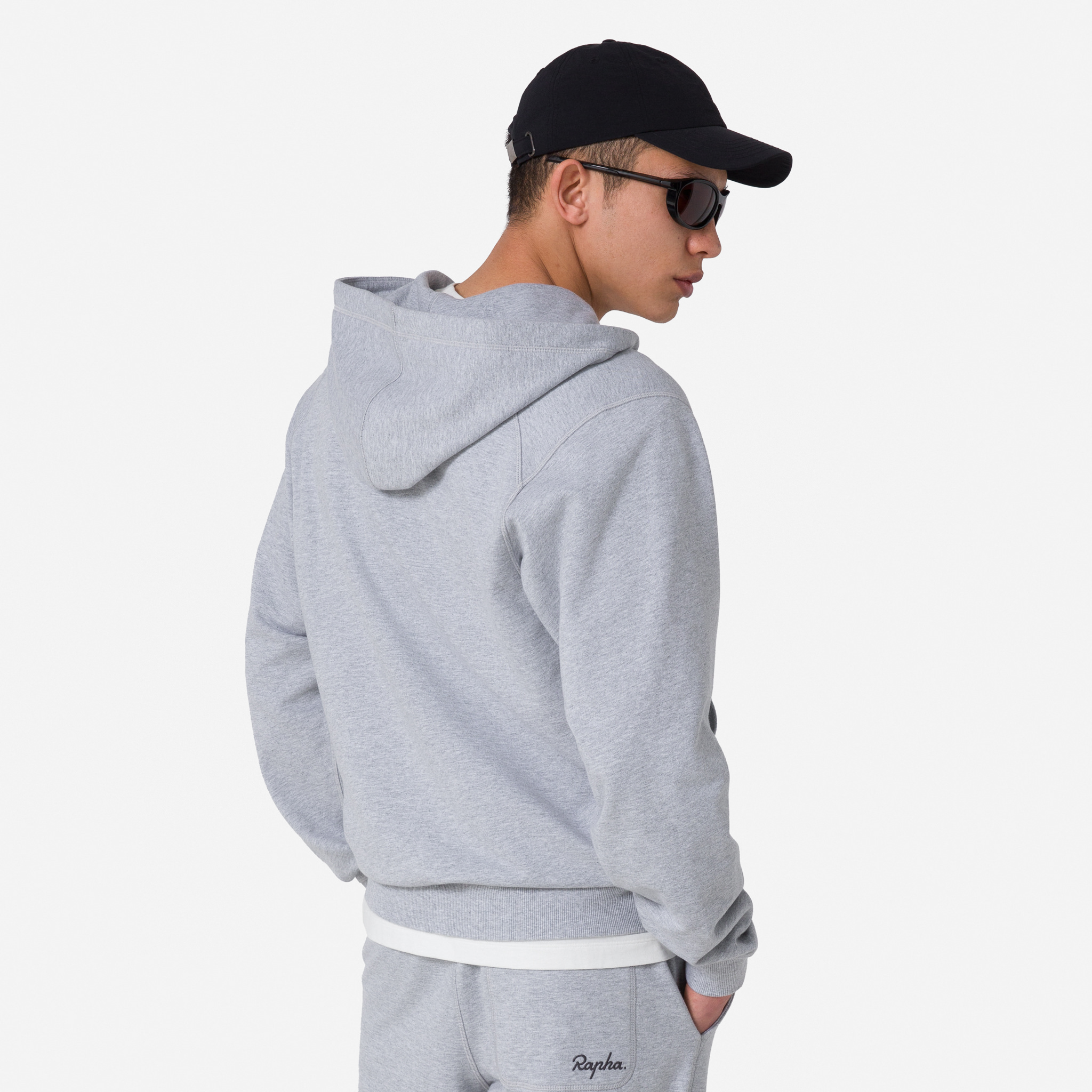 Men's Cotton Zip Hoodie Light Grey Marl / Grey