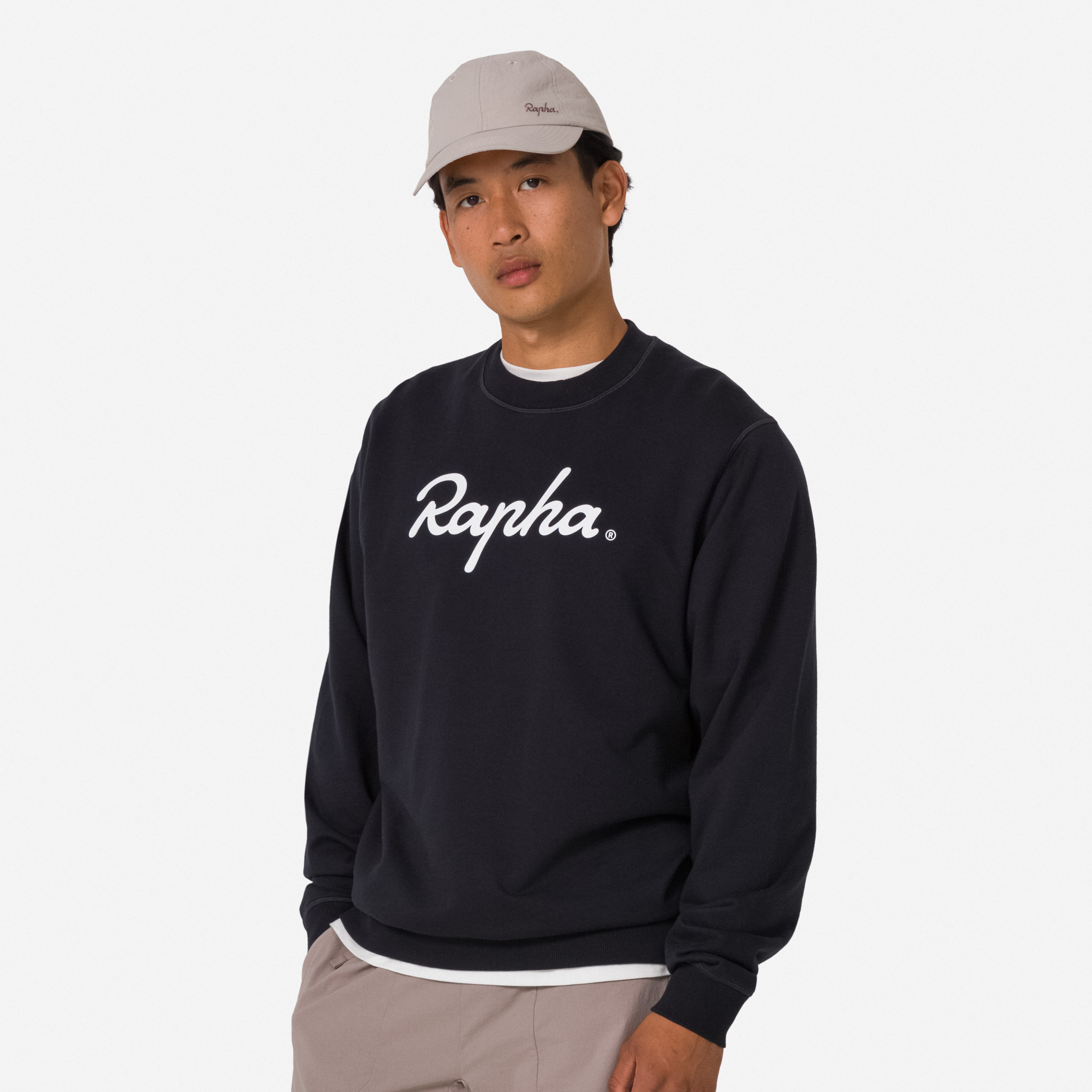 Men's Cotton Sweatshirt - Large Logo Black/White