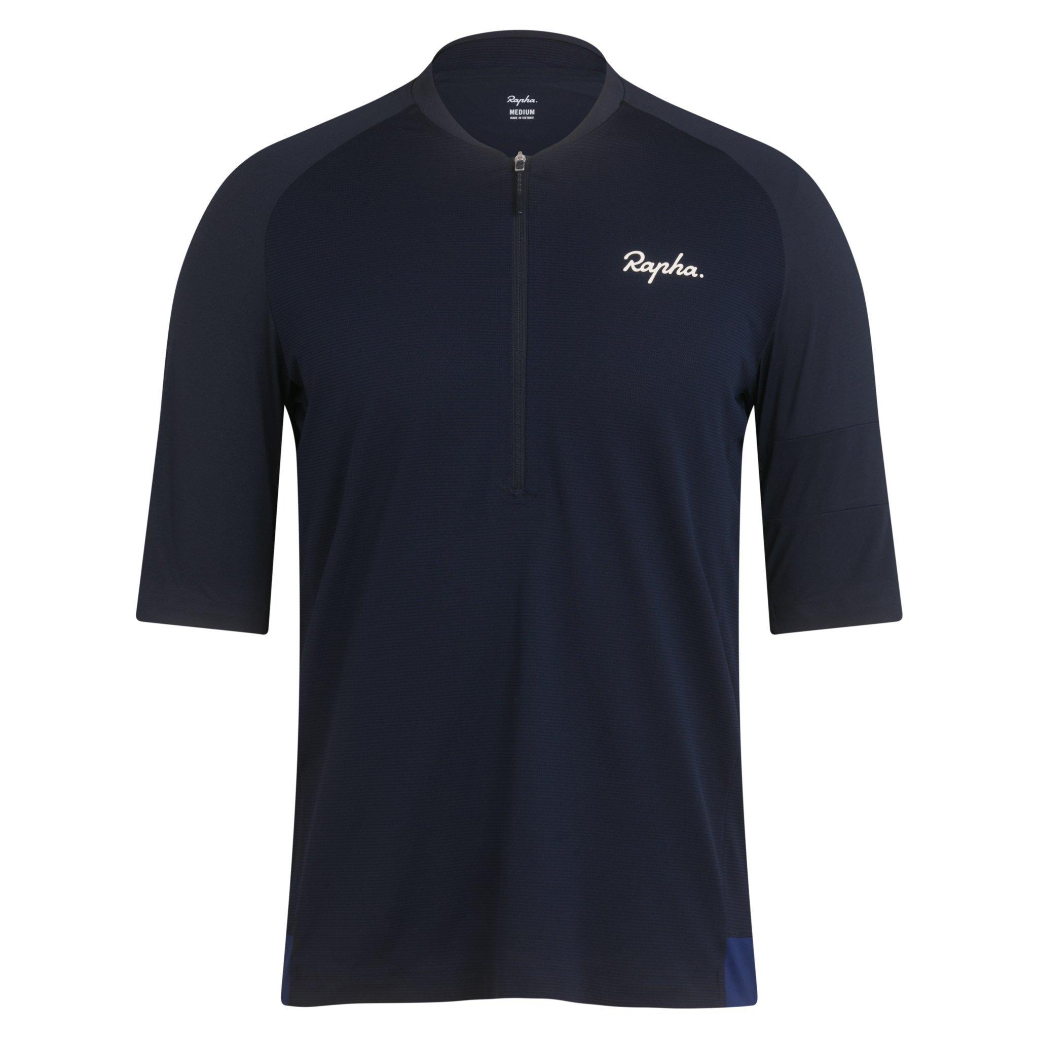 Men's Explore Zip Neck Technical T-shirt Dark Navy/Off-White